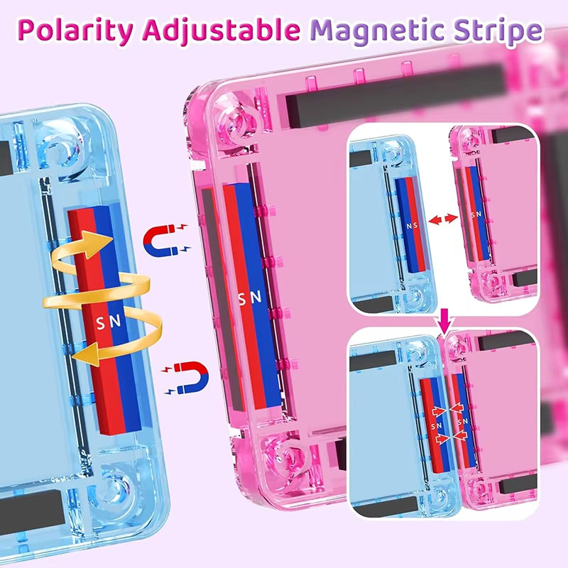 Mini Magnetic Tiles Building Blocks 40PCS - Montessori Educational Magnet Travel Construction Set with Iron Storage Box, Airplane Activities Toys