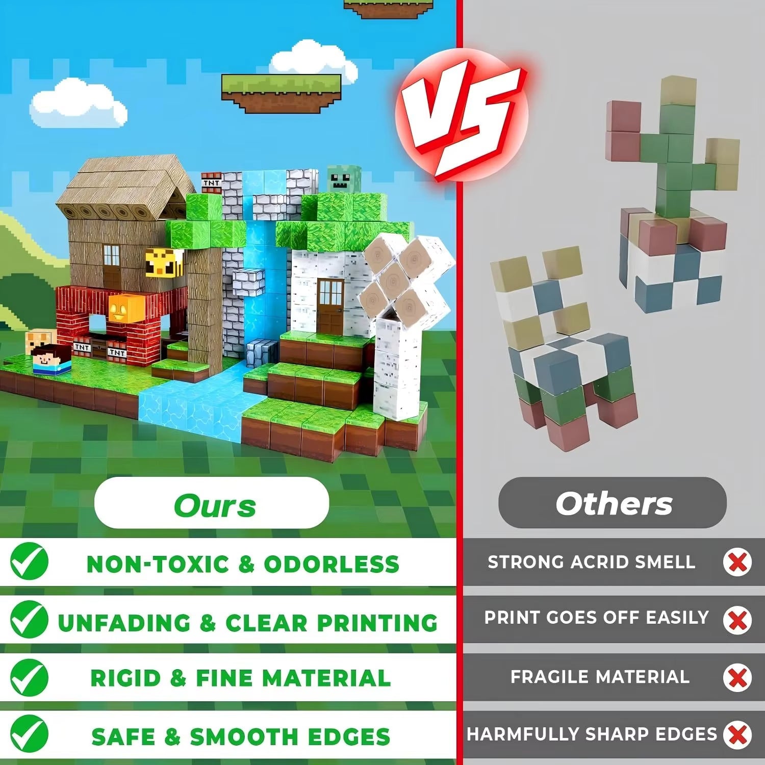 Magnetic Blocks-100PCS Create My Own Crafts ，Magnetic Building Blocks Magnetic Tiles Stacking, Build -Magnet World Set, STEM Montessori Sensory Toys magnet blocks