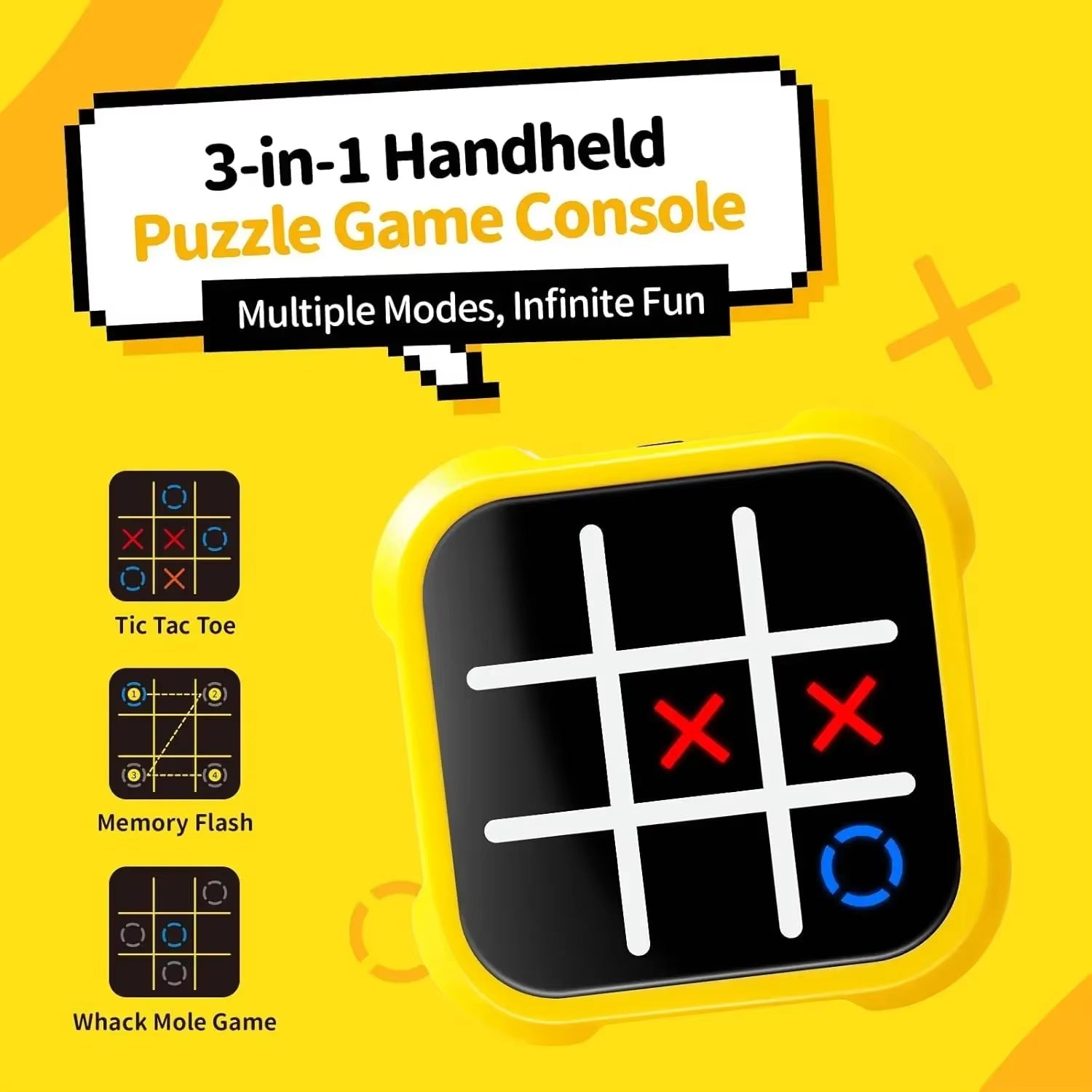 4 in 1 Electronic Tic Tac Toe Game, Portable Handheld Puzzle Game Console